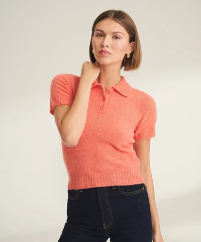 Naadam Cashmere Featherweight Short Sleeve Polo In Pink