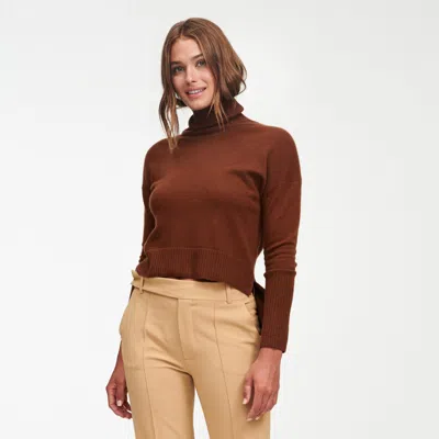 Naadam Cashmere High-low Turtleneck In Walnut Brown