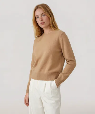 Naadam Cashmere Long Sleeve Cropped Pullover In Brown