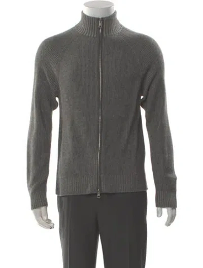 Pre-owned Naadam Cashmere Mock Neck Cardigan In Gray