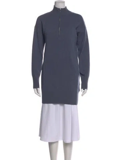 Pre-owned Naadam Cashmere Mock Neck Sweater In Blue