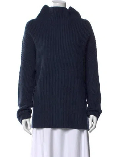 Pre-owned Naadam Cashmere Mock Neck Sweater In Blue