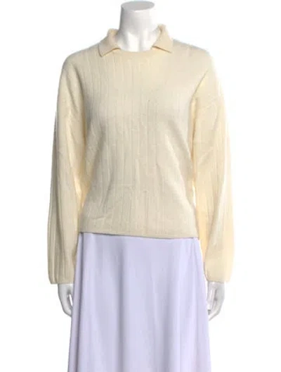 Pre-owned Naadam Cashmere Mock Neck Sweater In White