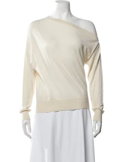 Pre-owned Naadam Cashmere Off-the-shoulder Sweater In White