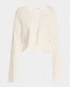 Naadam Cashmere Open-stitch Crop Cardigan In White