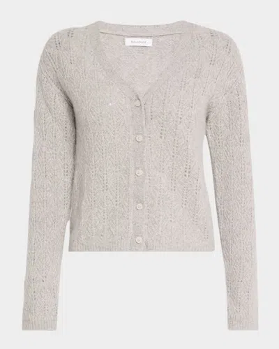 Naadam Cashmere Pointelle-knit Cardigan In Cement