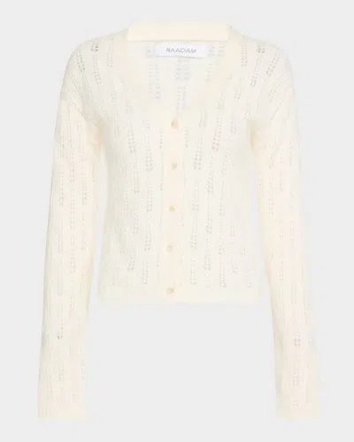 Naadam Cashmere Pointelle-knit Cardigan In White