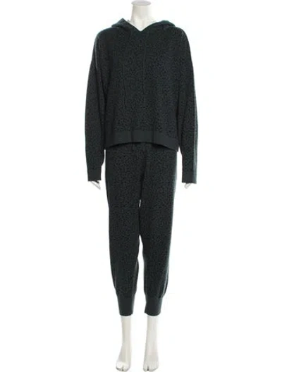 Pre-owned Naadam Cashmere Polka Dot Print Pant Set In Green