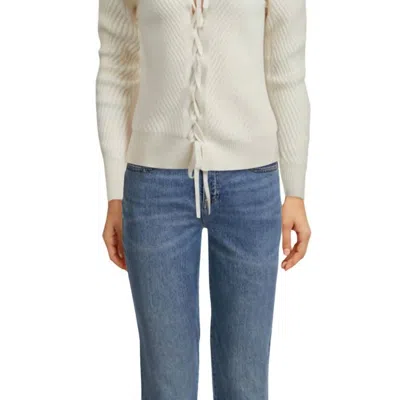 Naadam Cashmere Reversible Lace-up Crewneck Jacket In White