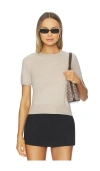Naadam Cashmere Short Sleeve Cropped Pullover In Gray