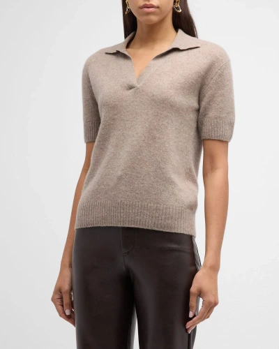Naadam Cashmere Short-sleeve Polo In Timber