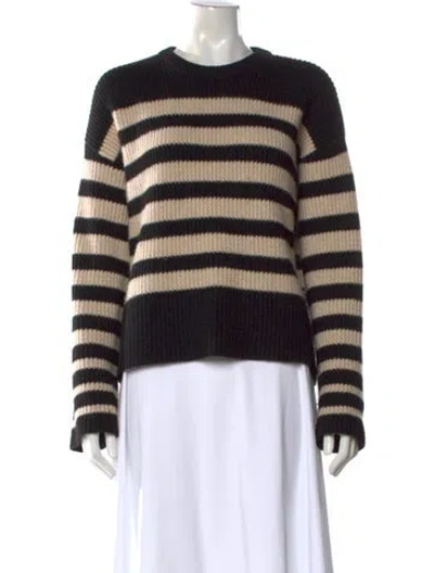 Pre-owned Naadam Cashmere Striped Sweater In Black