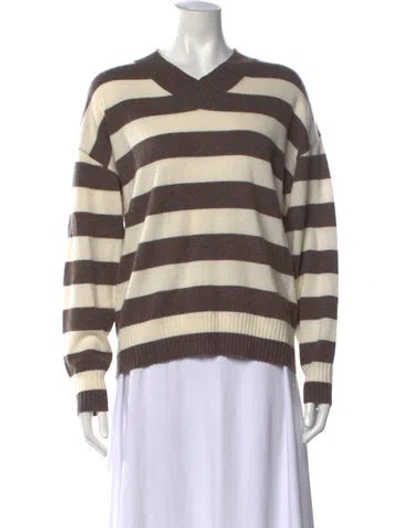 Pre-owned Naadam Cashmere Striped Sweater W/ Tags In Brown