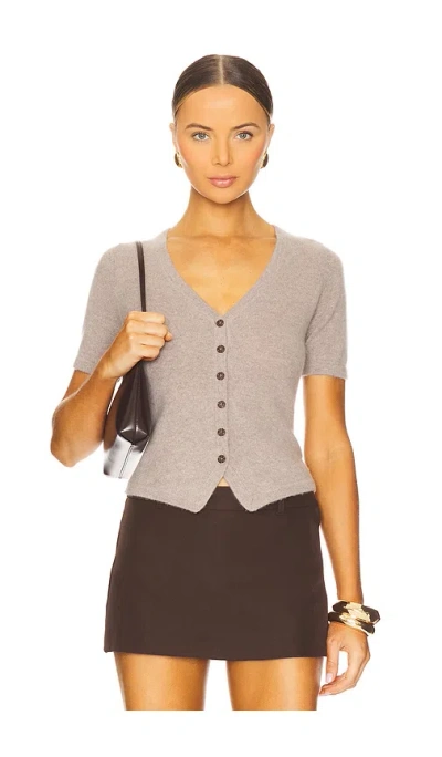 Naadam Cashmere Tailored Short Sleeve Cardigan In Timber