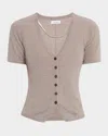 Naadam Cashmere Tailored Short-sleeve Cardigan In Timber
