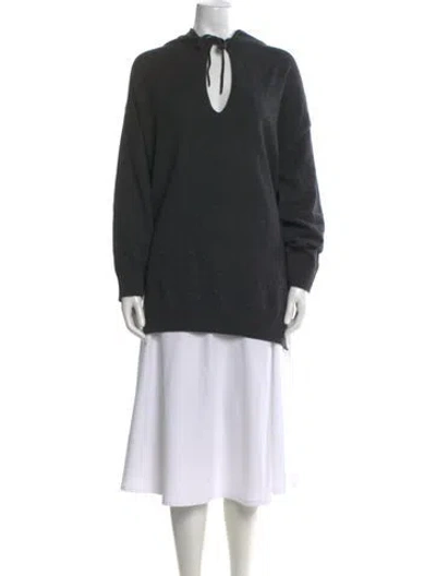 Pre-owned Naadam Cashmere Tie Neck Sweater In Gray