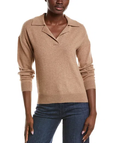 Naadam Cashmere V-neck Polo Sweater In Brown