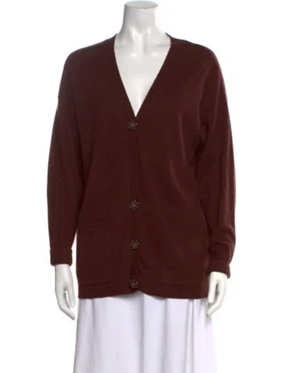 Pre-owned Naadam Cashmere V-neck Sweater In Brown