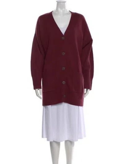 Pre-owned Naadam Cashmere V-neck Sweater In Burgundy