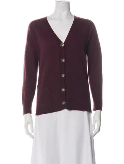 Pre-owned Naadam Cashmere V-neck Sweater In Burgundy