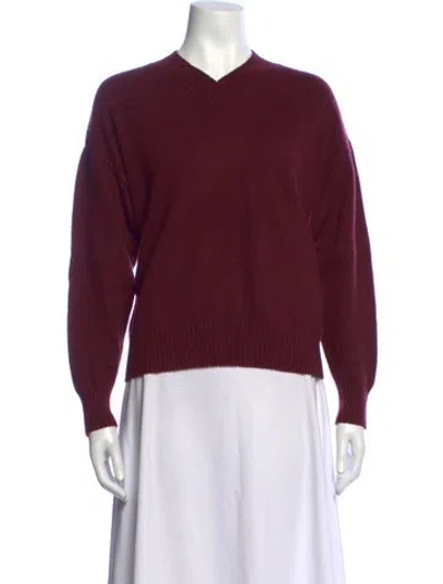 Pre-owned Naadam Cashmere V-neck Sweater In Burgundy