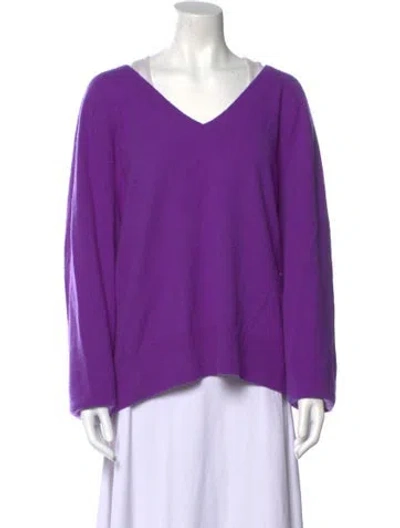 Pre-owned Naadam Cashmere V-neck Sweater In Purple