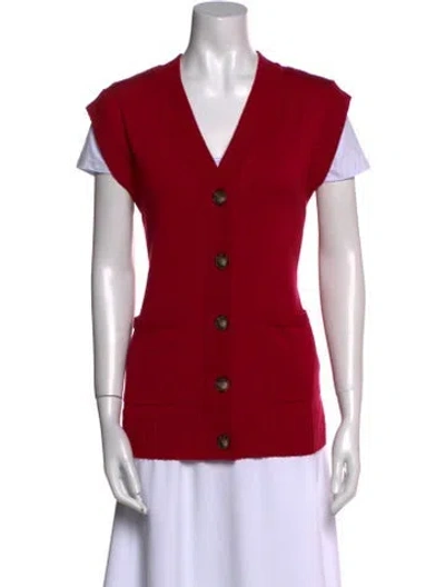 Pre-owned Naadam Cashmere V-neck Sweater In Red