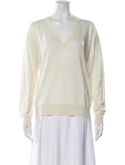 Pre-owned Naadam Cashmere V-neck Sweater W/ Tags In White