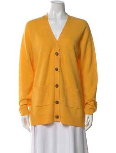 Pre-owned Naadam Cashmere V-neck Sweater W/ Tags In Yellow