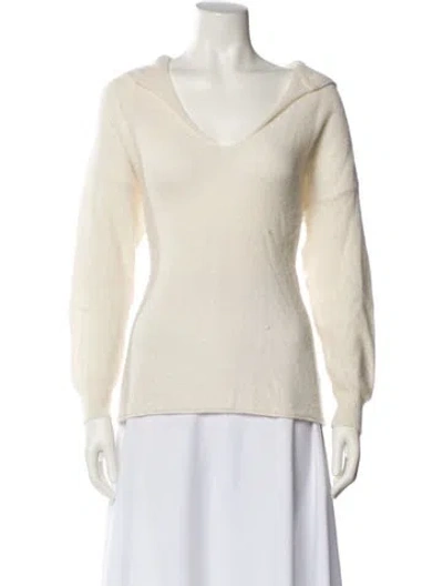 Pre-owned Naadam Cashmere V-neck Sweater In White