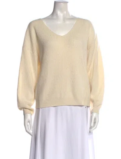 Pre-owned Naadam Cashmere V-neck Sweater In White