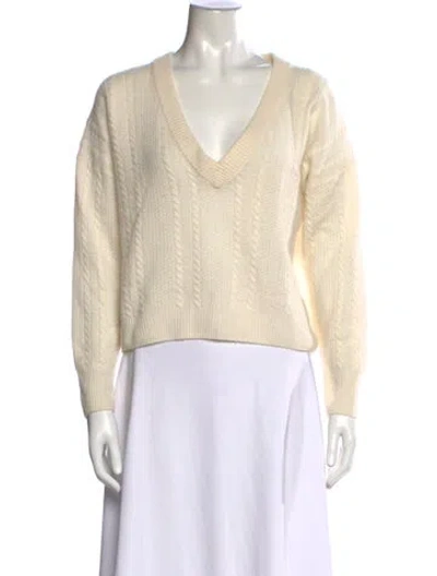 Pre-owned Naadam Cashmere V-neck Sweater In White