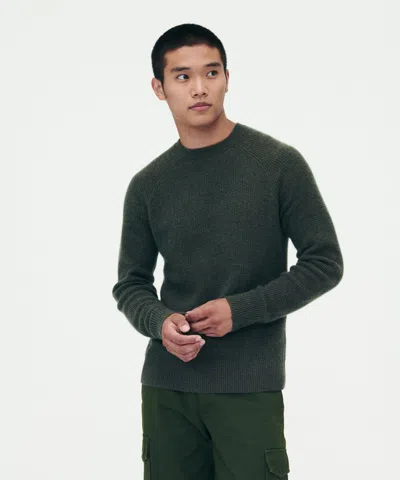 Naadam Cashmere Waffle Crewneck Sweater In Olive