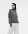 Naadam Cashmino Cable Turtleneck In Marled Gray
