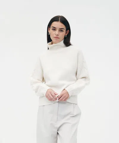 Naadam Cashmino Cable Turtleneck In White