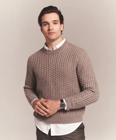 Naadam Cashmino Honeycomb Crewneck Sweater In Brown