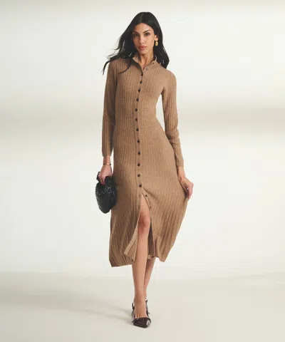 Naadam Cashmino Ribbed Button Front Dress In Multi