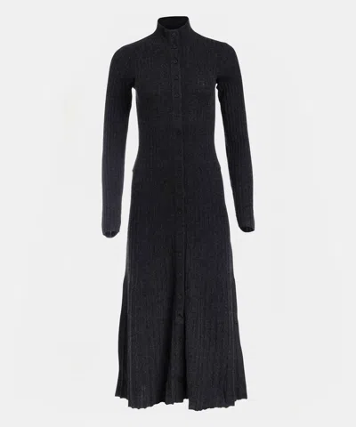 Naadam Cashmino Ribbed Button Front Dress In Smoke
