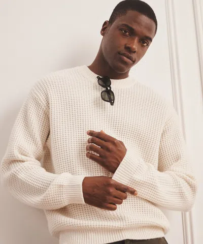 Naadam Cashmino Waffle Crewneck Sweater In White