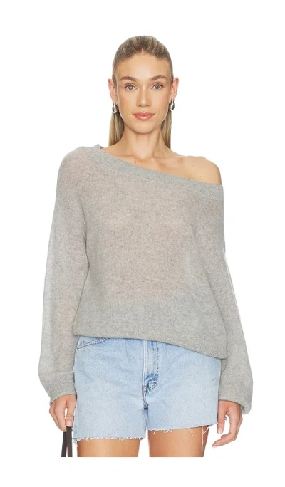 Naadam Cloud Cashmere Open Crewneck In Gray