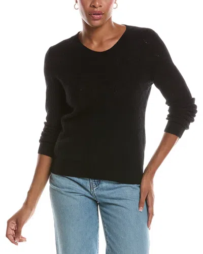 Naadam Coastal Cashmere Novelty Stitch Crewneck Sweater In Black