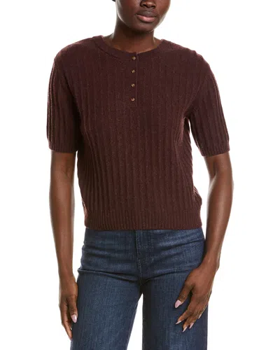 Naadam Coastal Cashmere Reversible Henley Sweater In Brown
