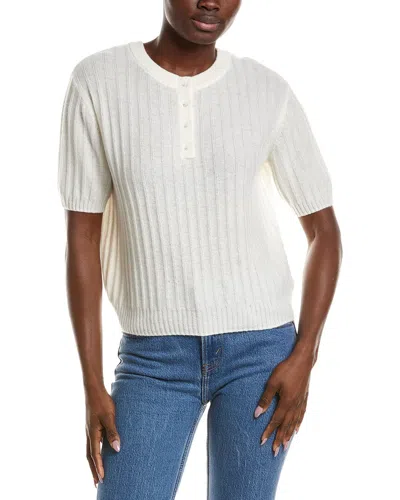 Naadam Coastal Cashmere Reversible Henley Sweater In White