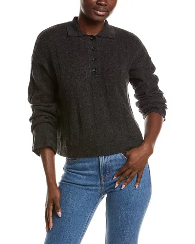 Naadam Coastal Cashmere Ribbed Polo Sweater In Black