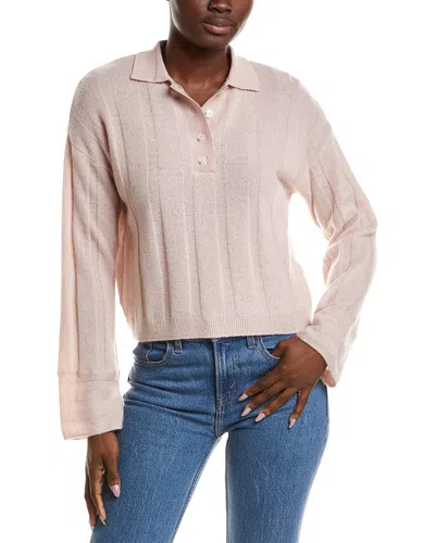 Naadam Coastal Cashmere Ribbed Polo Sweater In Pink