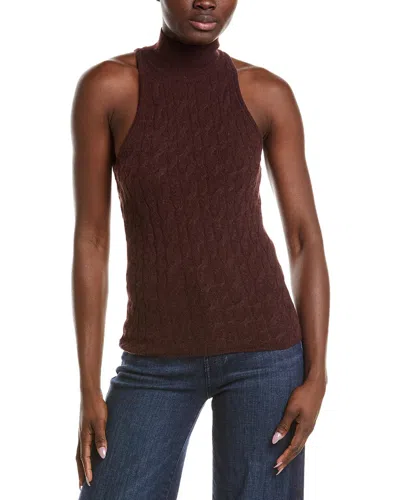 Naadam Coastal Cashmere Turtleneck Tank Top In Burgundy