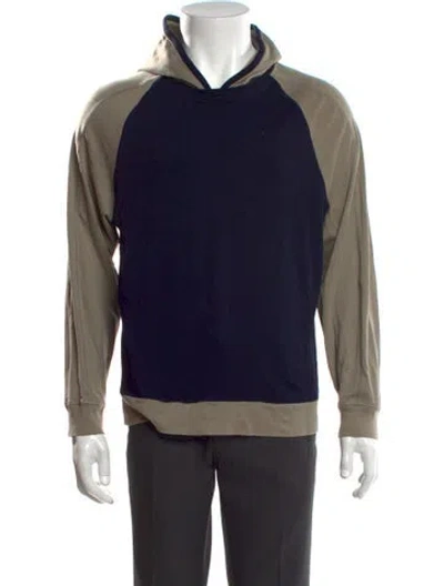 Pre-owned Naadam Colorblock Pattern Crew Neck Hoodie In Blue