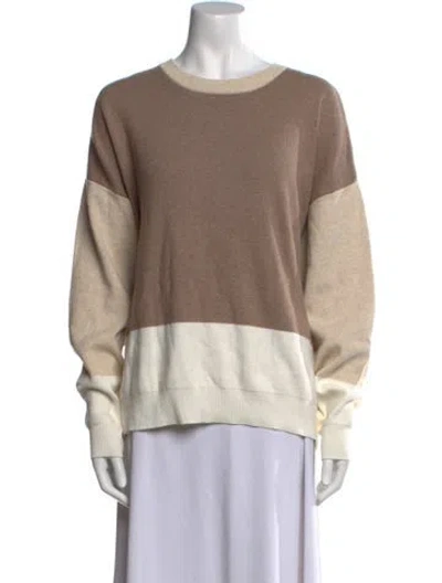 Pre-owned Naadam Colorblock Pattern Crew Neck Sweater In Neutral