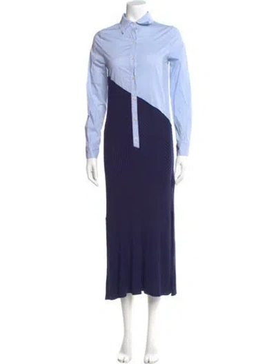 Pre-owned Naadam Colorblock Pattern Long Dress In Blue