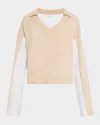 Naadam Cotton-cashmere Mixed Media Sweater In Beige Combo
